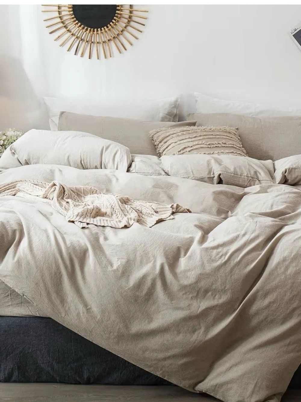 NEW MooMee Duvet Cover Set 100% Washed Cotton Linen like, Oversized Full